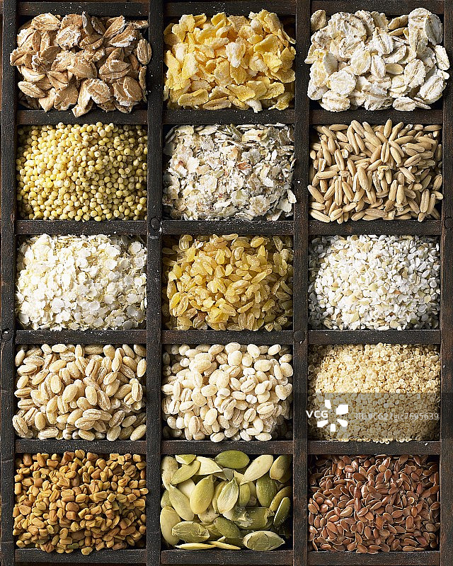 分类展示的谷物和谷物制品图片素材