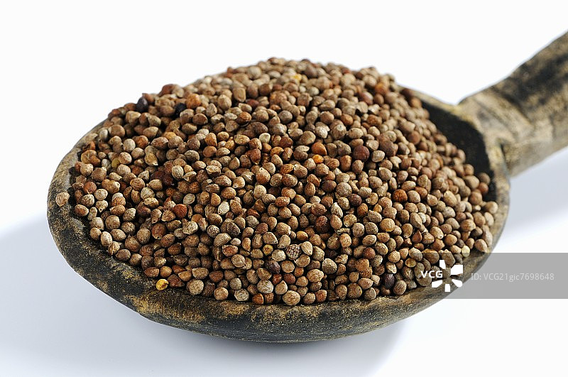 木勺上的紫苏籽图片素材