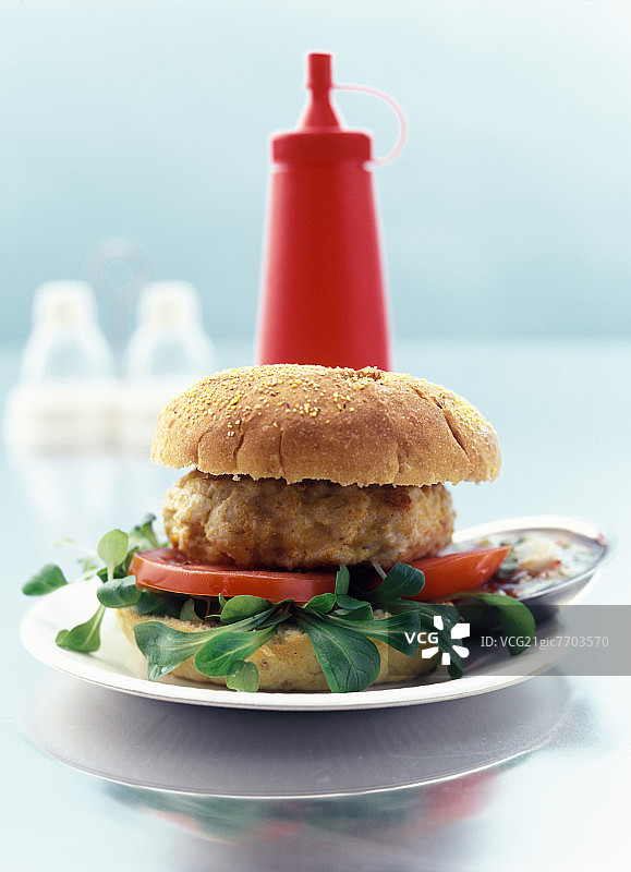 蔬菜辣椒酱家禽汉堡图片素材