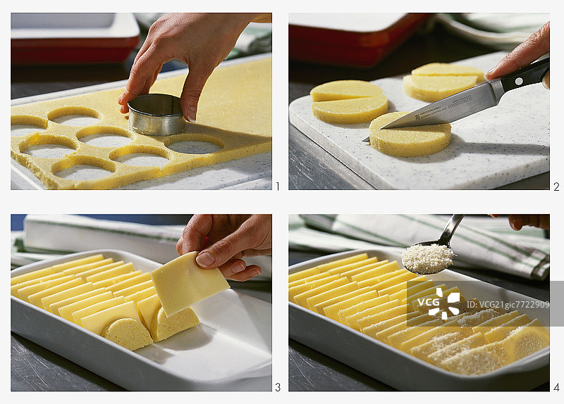 制作玉米粥和丰蒂娜奶酪图片素材