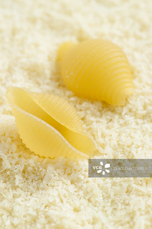 帕尔马干酪上的两个意大利面图片素材