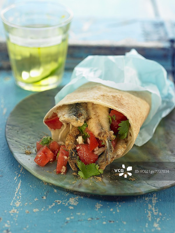 凤尾鱼沙威玛图片素材