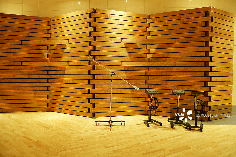 录音室内的现代木墙图片素材