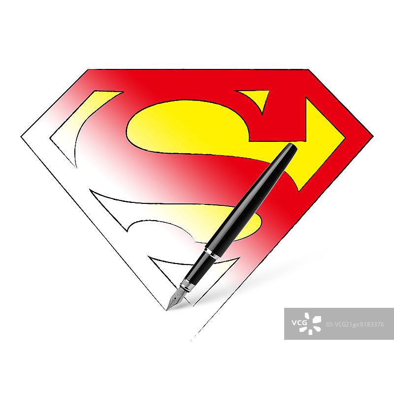 彩色超人标志的书写笔尖图片素材