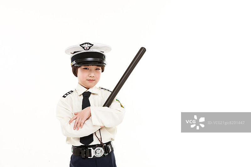 警察制服男子和孩子图片素材