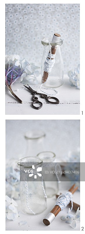 用麻线包裹的罐子图片素材