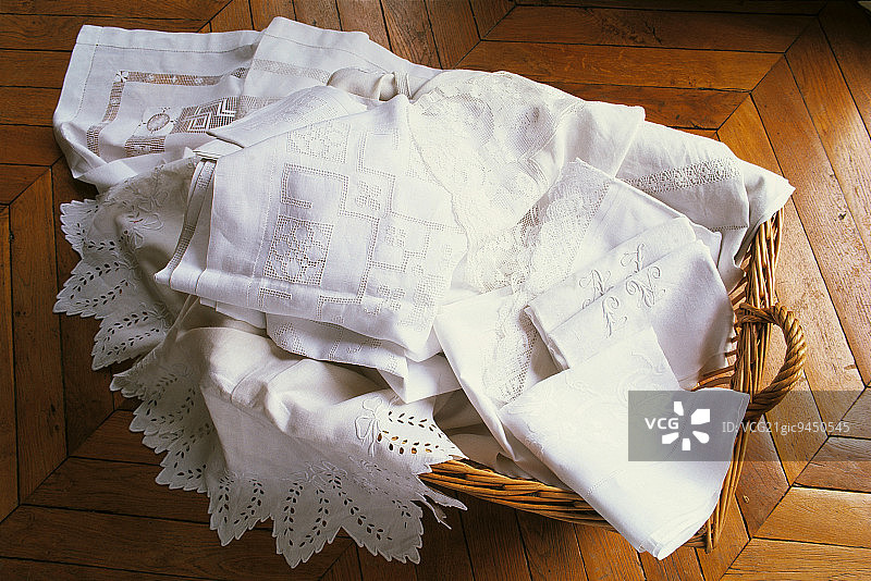 亚麻布篮子图片素材