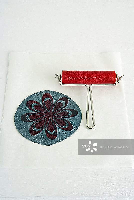 用于花卉麻胶版画的餐具图片素材