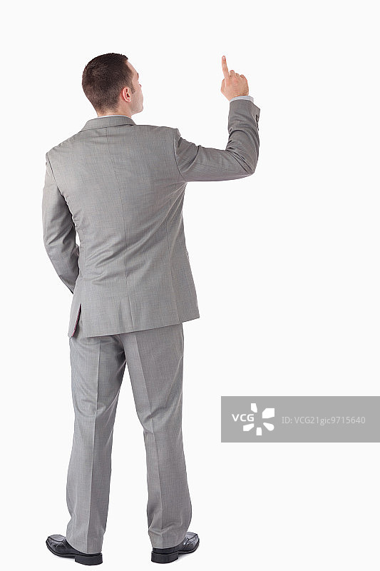 指向白背景的青年商人肖像图片素材