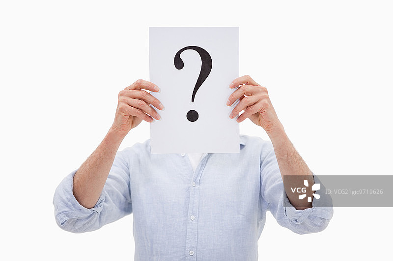 以问号遮面的男子人物画像图片素材