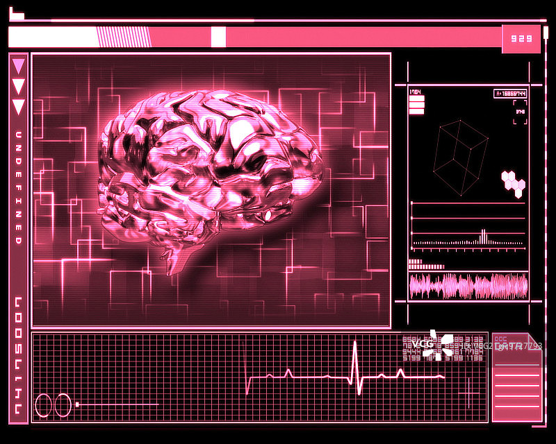 粉色背景大脑科技图片素材