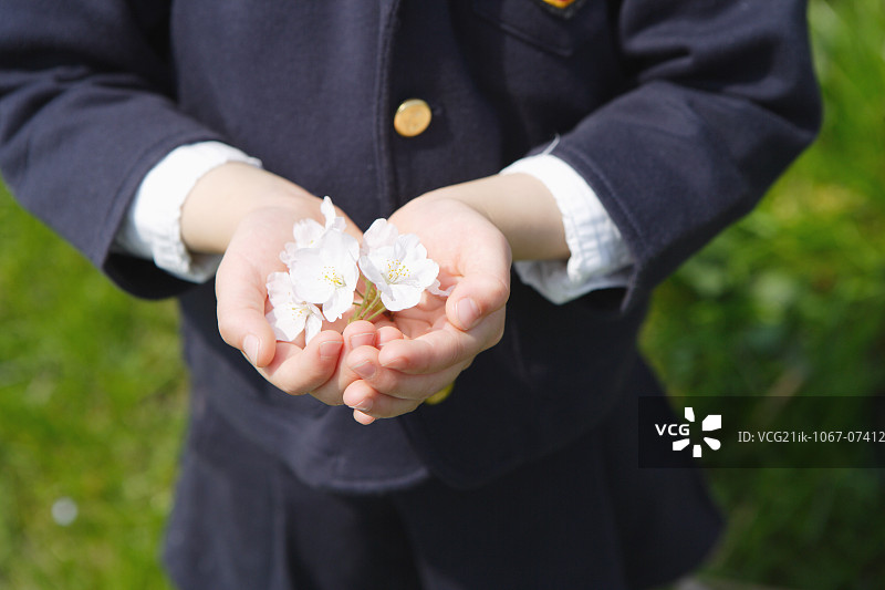 双手捧着鲜花的人图片素材