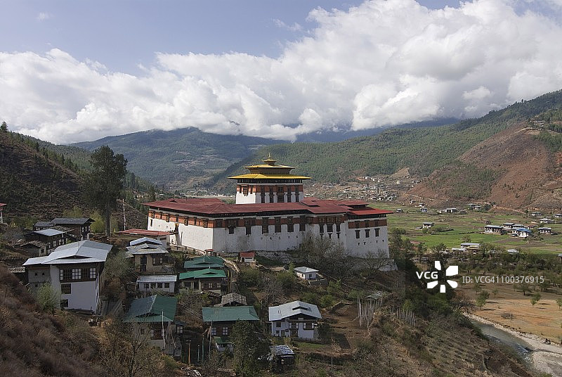 宗（老城堡），现在是不丹帕罗的佛教寺院，亚洲图片素材