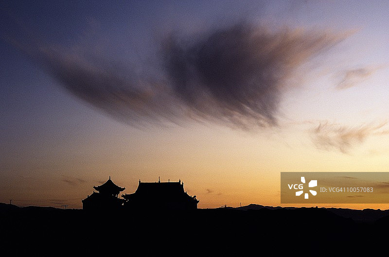 中国宁夏同心大清真寺晚景图片素材