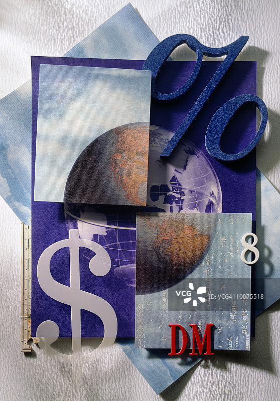 带有美元符号的全球拼贴图片素材