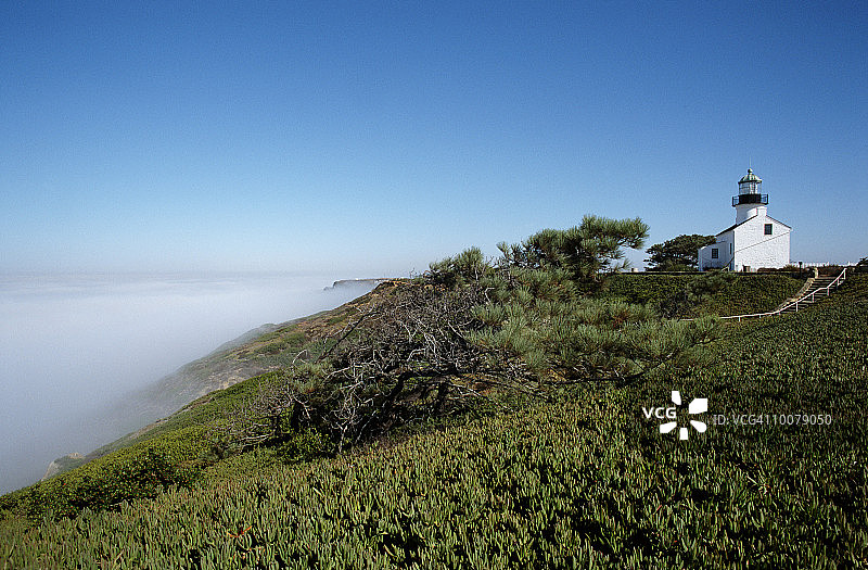 加利福尼亚州圣地亚哥洛马岬的灯塔图片素材