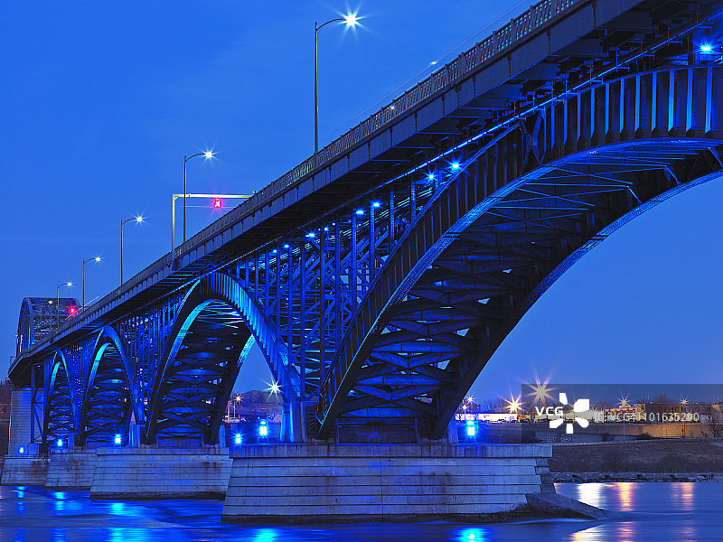 黄昏下的和平桥图片素材