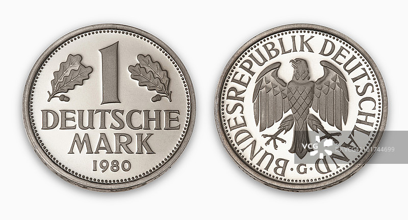 德国马克硬币特写图片素材