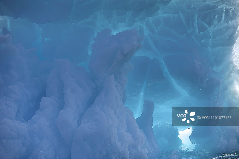 南极洲蓝色冰山细节图图片素材