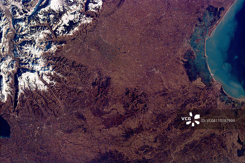 意大利北部卫星视图图片素材