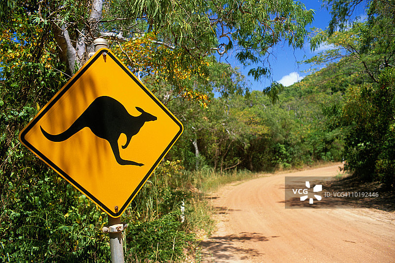 澳大利亚，昆士兰，道格拉斯港，袋鼠路标图片素材