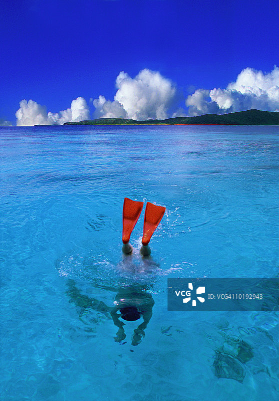 波多黎各别克斯岛男子浮潜图片素材