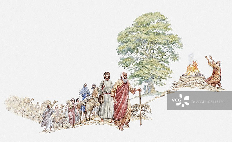 创世纪亚伯拉罕迦南插画图片素材