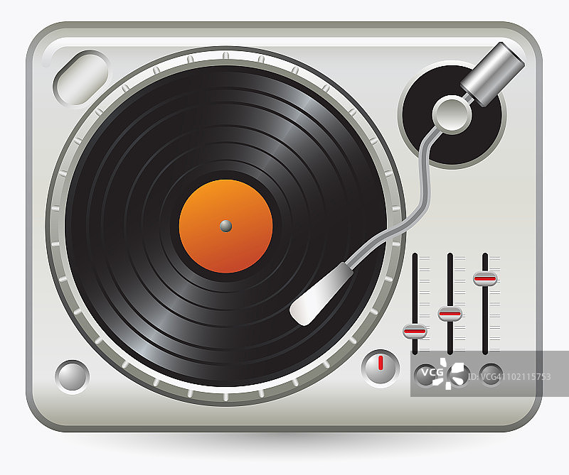 唱片机上的唱片数字插画图片素材