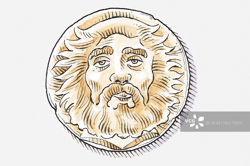 硬币上的罗马神朱庇特插画图片素材
