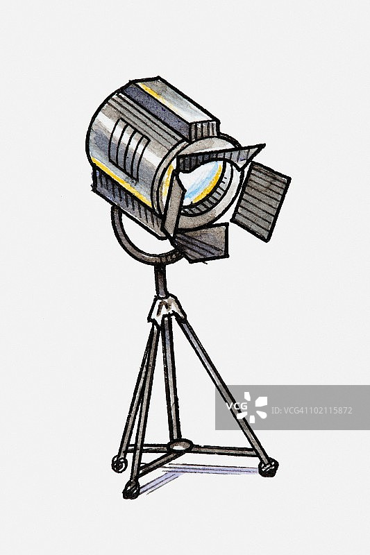 三脚架上的聚光灯插画图片素材