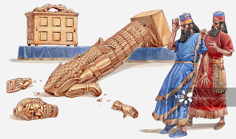 约柜给非利士城市带来瘟疫和破坏插画，《撒母耳记》图片素材