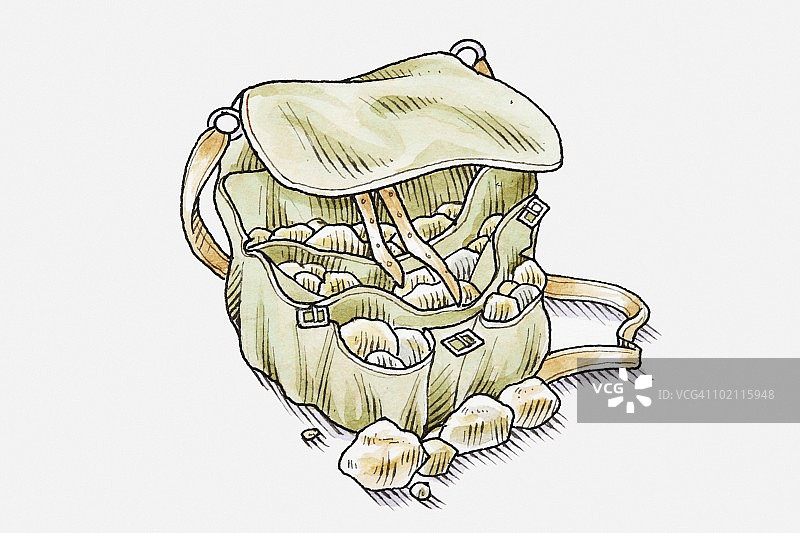 装满岩石的背包插画图片素材
