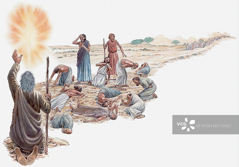 摩西与上帝对话，以色列人拒绝应许之地图片素材