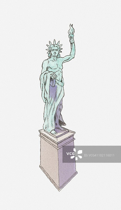 罗德岛太阳神巨像雕像插图图片素材