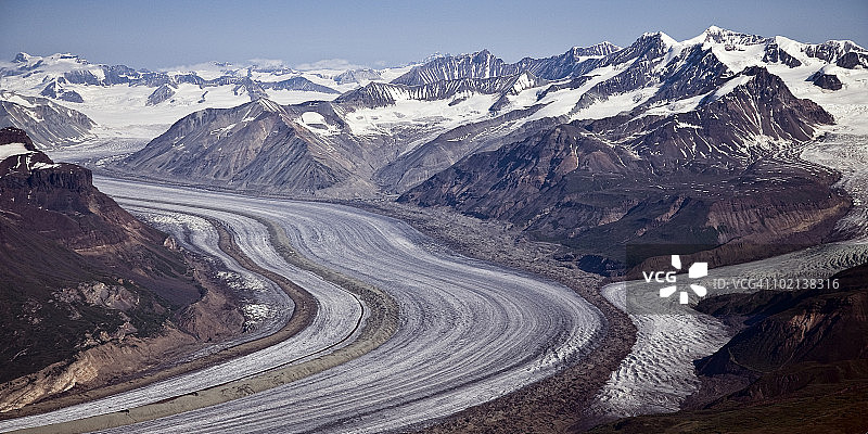 美国阿拉斯加州兰格尔-圣伊莱亚斯国家公园的冰川交汇图片素材