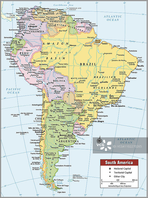 南美洲大陆地图图片素材