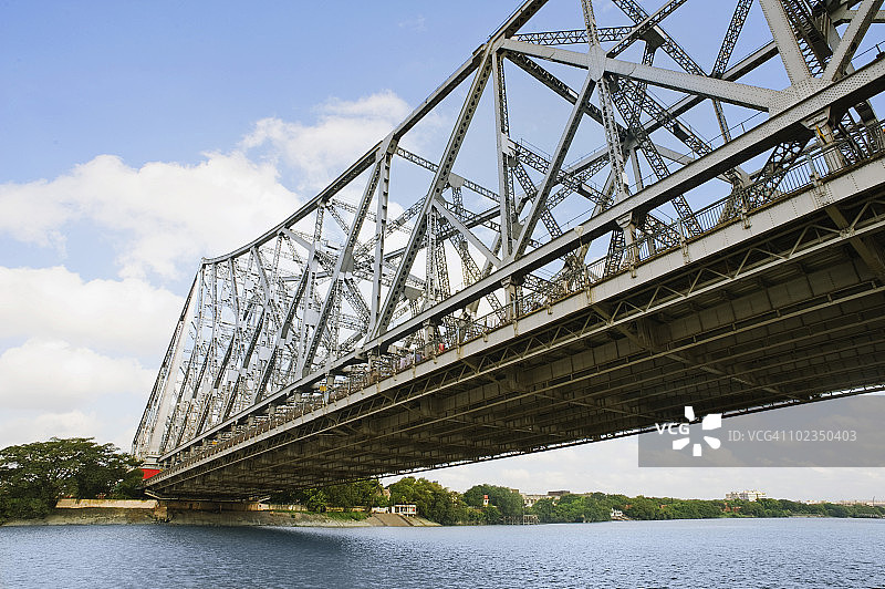 豪拉桥，横跨胡格利河，印度西孟加拉邦加尔各答图片素材