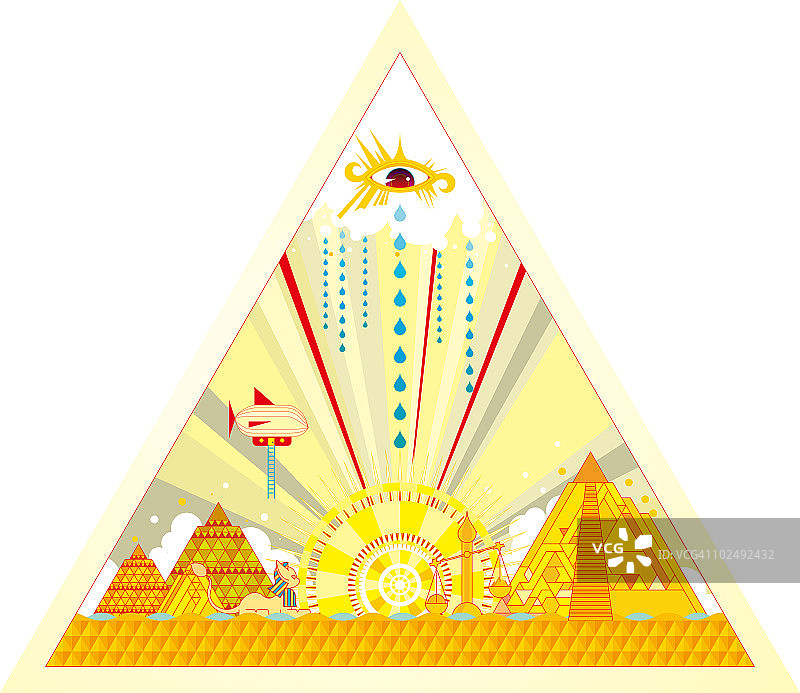 带有建筑的金字塔结构图片素材