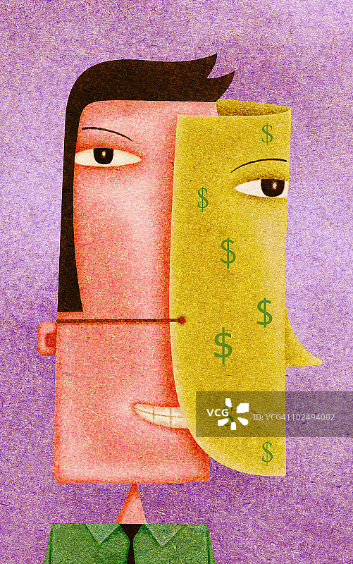 戴着金钱面具的厚脸皮角色图片素材