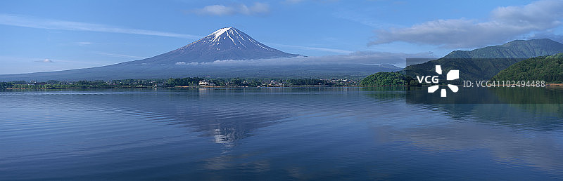 富士山与河口湖风光，日本山梨县南都留郡图片素材