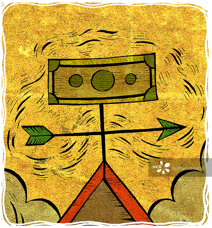 美元纸币风向标图片素材