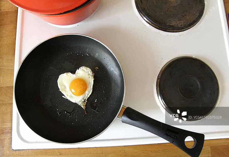 煎锅里的鸡蛋心图片素材