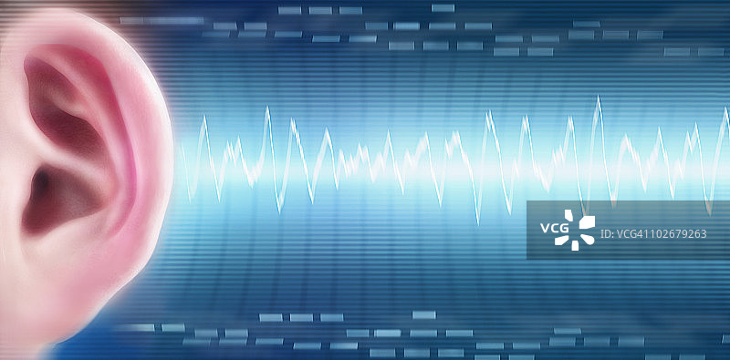 带有声波的耳朵图片素材