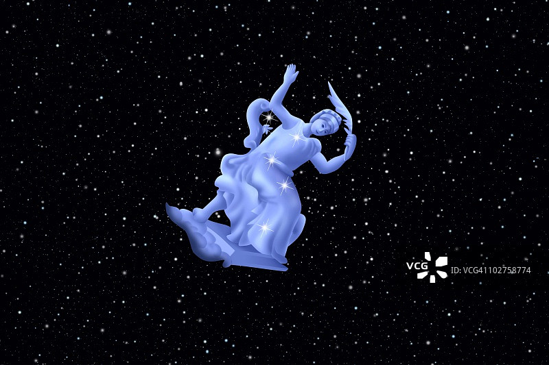占星符号：仙后座，黑色背景图片图片素材