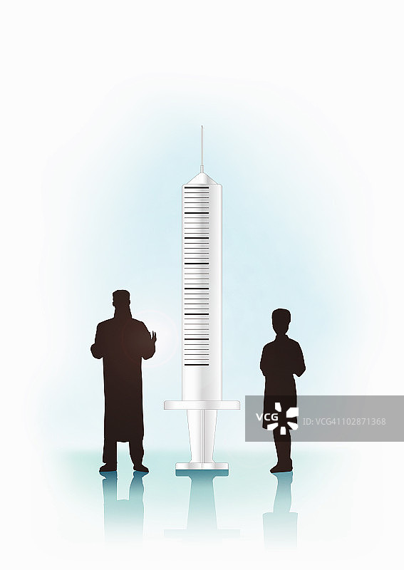 两个人和注射器的轮廓图片素材