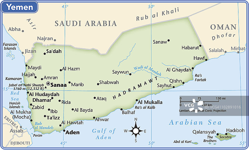 也门国家地图图片素材