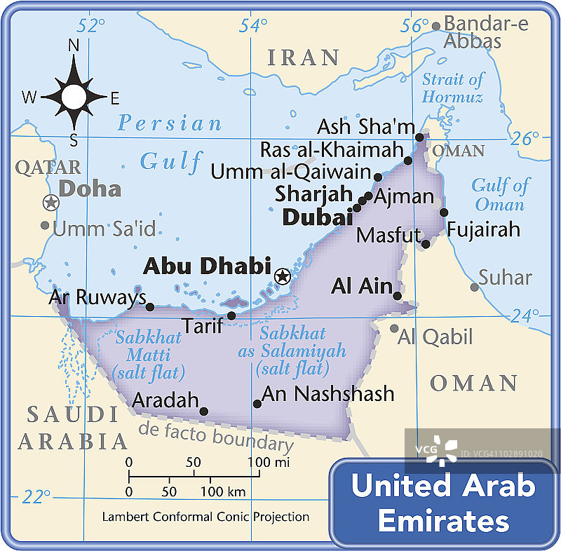 阿拉伯联合酋长国国家地图图片素材