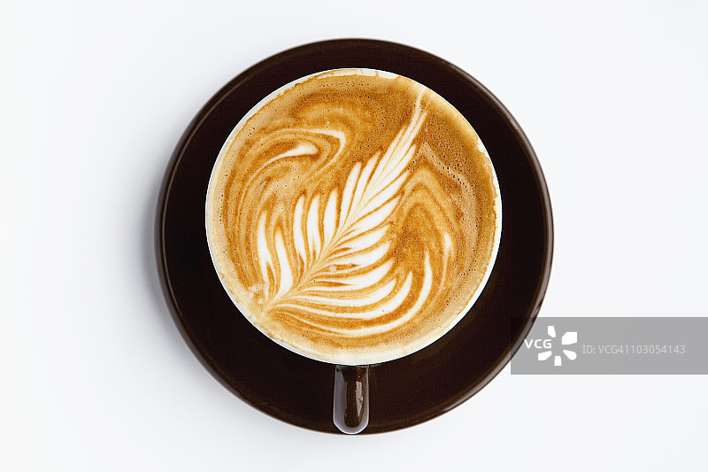 俯视角度的卡布奇诺拉花艺术图片素材