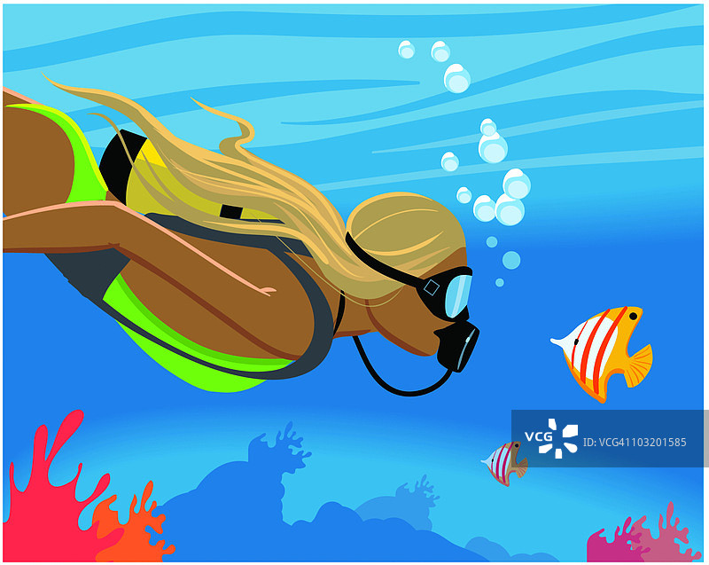 水肺潜水的女人图片素材