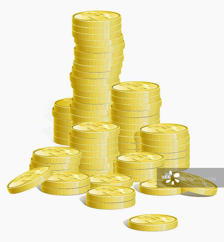 堆叠金币的数字插画图片素材
